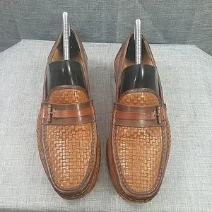 Mezlan Banderas woven brown leather slip-on loafer shoe 7217 men\'s sz 9 Mezlan | Shoes | Mezlan Banderas Woven Brown Leather Slipon  main image 2